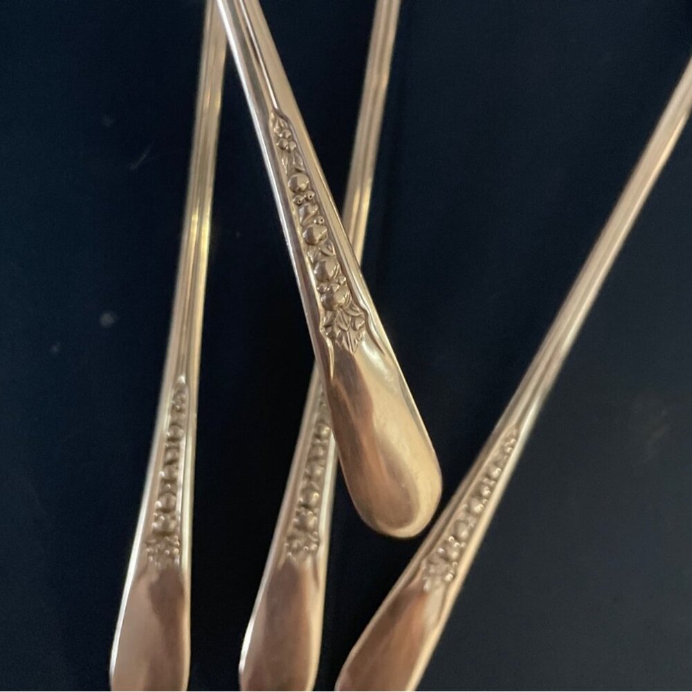 Wm Rogers Original Rogers Iced Tea Spoons Priscilla Lady Ann Pattern Silverplate